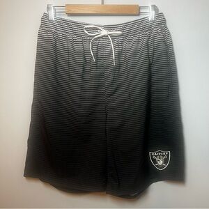 Las Vegas RAIDERS Swim Trunks Mens XL (waist 30”) G-III NFL Black Striped Ombré
